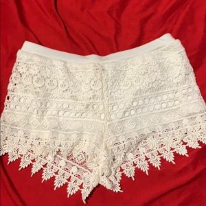 White lace shorts